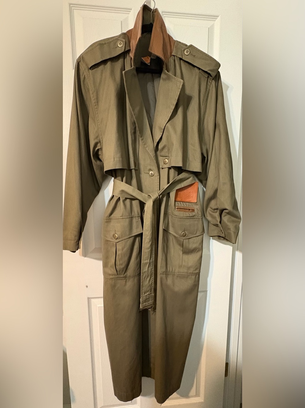 TOGETHER SPEIGEL COLLECTION Khaki Green Trench with Belt, Size 16
